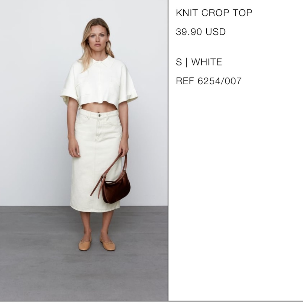 Zara collared cropped shirt